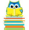 owl sitting on books